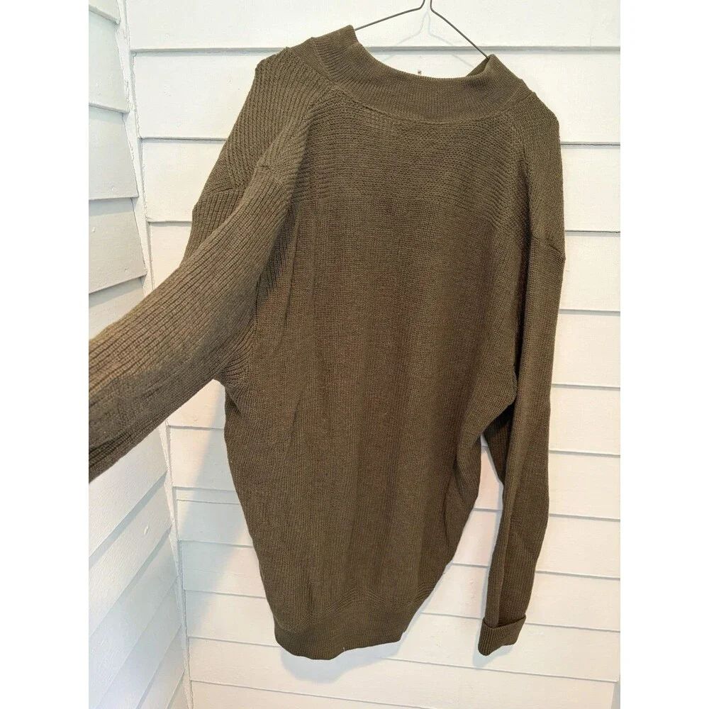 Vintage LL Bean Military Commando Henley Sweater 100% Wool USA Made 80s READ